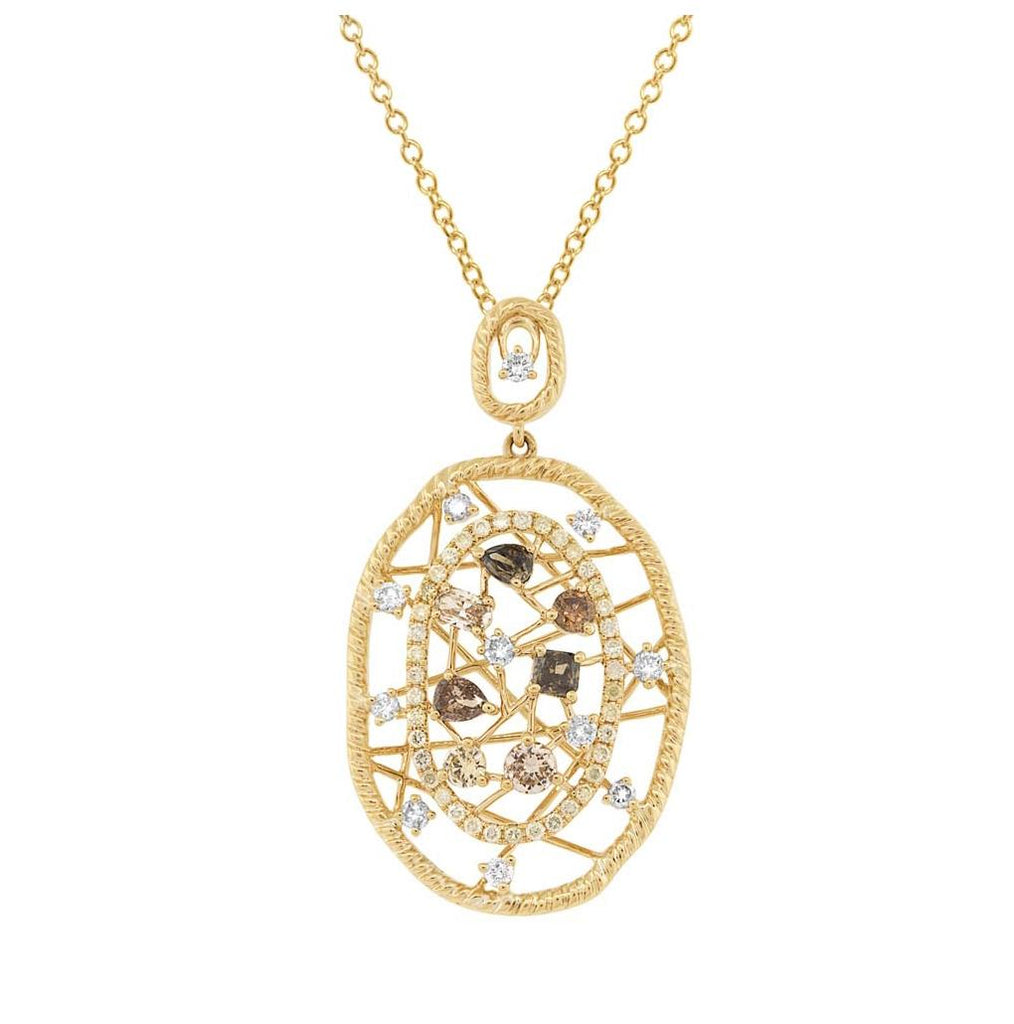 1.20 Ctw 18k Yellow Gold Fancy Color Diamond Pendant Necklace With 18 Inch Chain