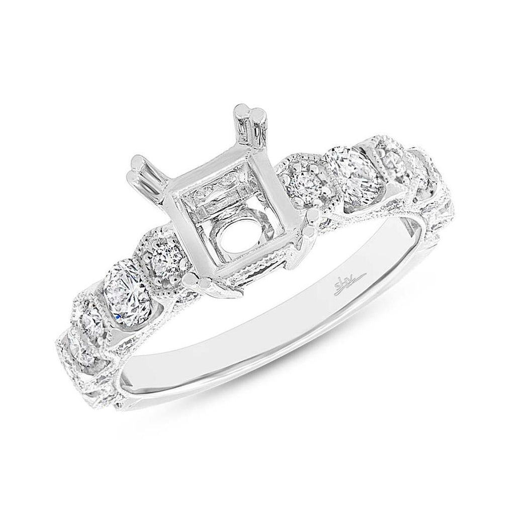 0.83 Ctw 14k White Gold Diamond Semi-mount Ring Size 6