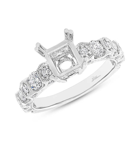 0.83 Ctw 14k White Gold Diamond Semi-mount Ring Size 6