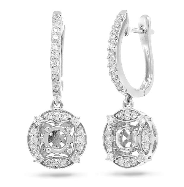 0.50 Ctw 14k White Gold Diamond Semi-mount Earring