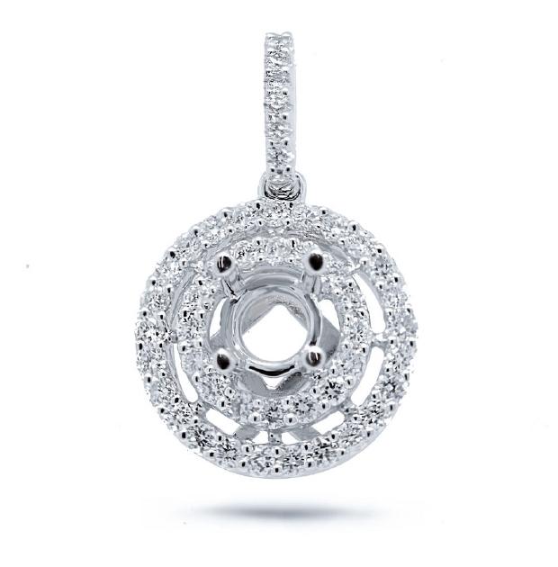 0.50 Ctw 14k White Gold Diamond Semi-mount Pendant Necklace With 18 Inch Chain