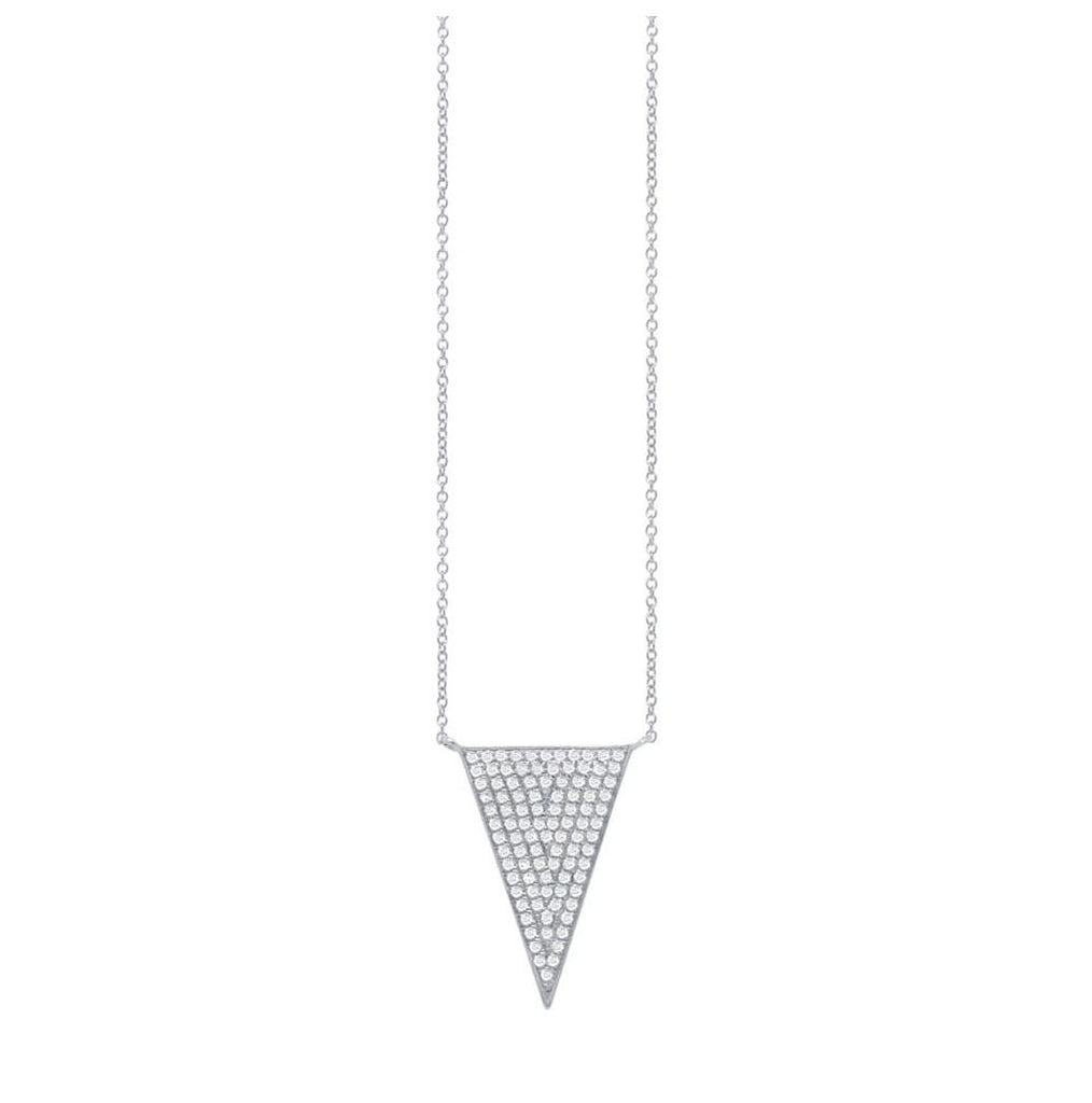 0.27 Ctw 14k White Gold Diamond Pave Triangle Necklace