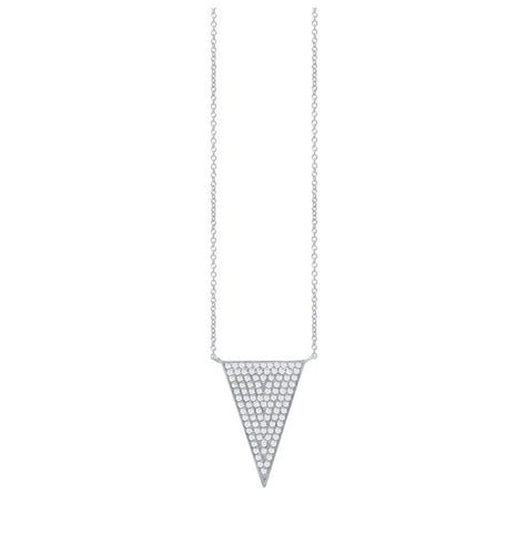 0.27 Ctw 14k White Gold Diamond Pave Triangle Necklace