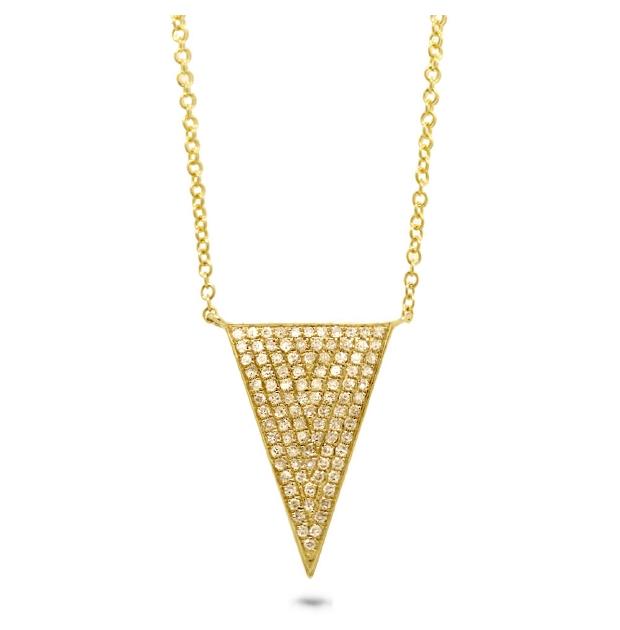 0.27 Ctw 14k Yellow Gold Diamond Pave Triangle Necklace