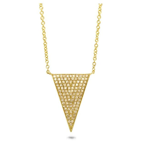 0.27 Ctw 14k Yellow Gold Diamond Pave Triangle Necklace