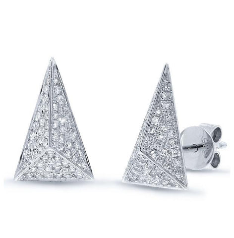 0.34 Ctw 14k White Gold Diamond Pave Pyramid Earring