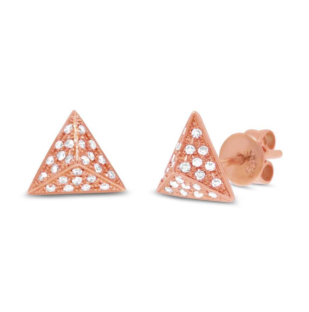 0.16 Ctw 14k Rose Gold Diamond Pave Pyramid Earring