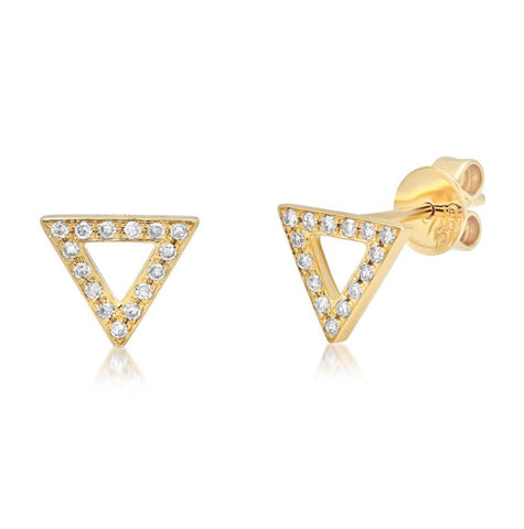 0.10 Ctw 14k Yellow Gold Diamond Triangle Earring