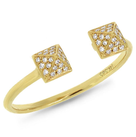 0.10 Ctw 14k Yellow Gold Diamond Pave Pyramid Ring