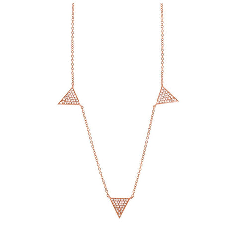 0.23 Ctw 14k Rose Gold Diamond Pave Triangle Necklace