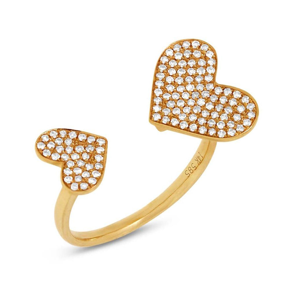0.33 Ctw 14k Yellow Gold Diamond Pave Heart Ring Size 8