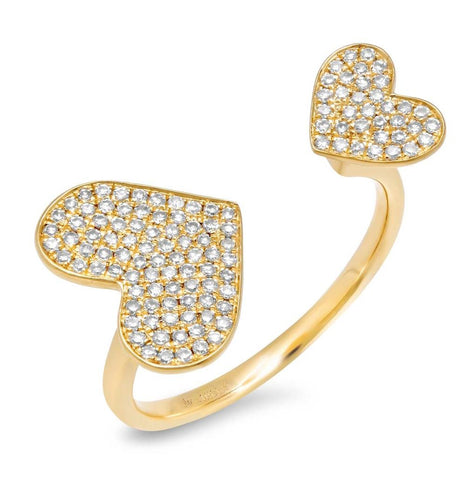 0.33 Ctw 14k Yellow Gold Diamond Pave Heart Ring