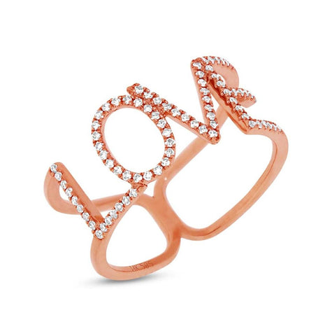 0.20 Ctw 14k Rose Gold Diamond "love" Ring