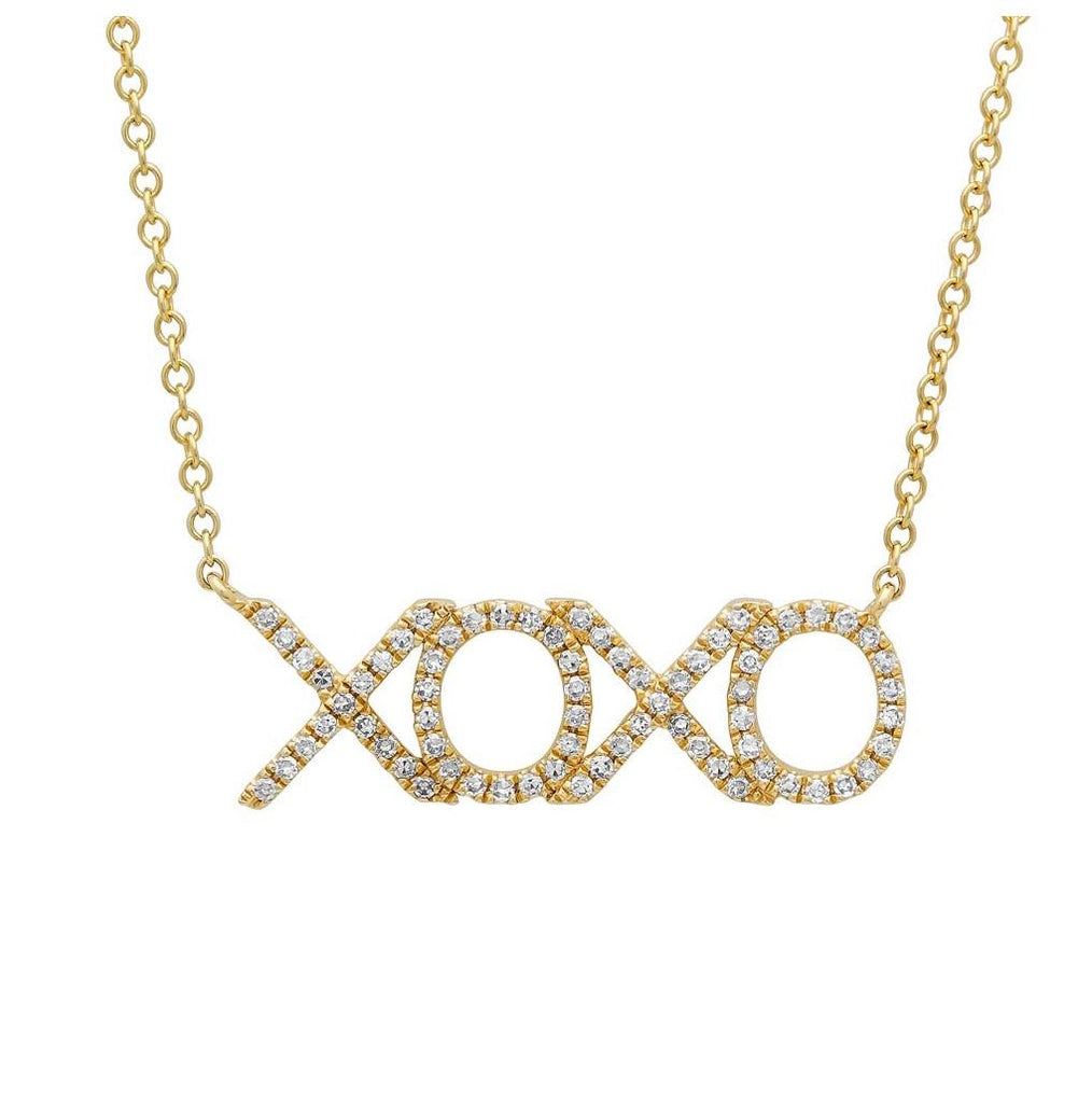 0.19 Ctw 14k Yellow Gold Diamond "xoxo" Necklace