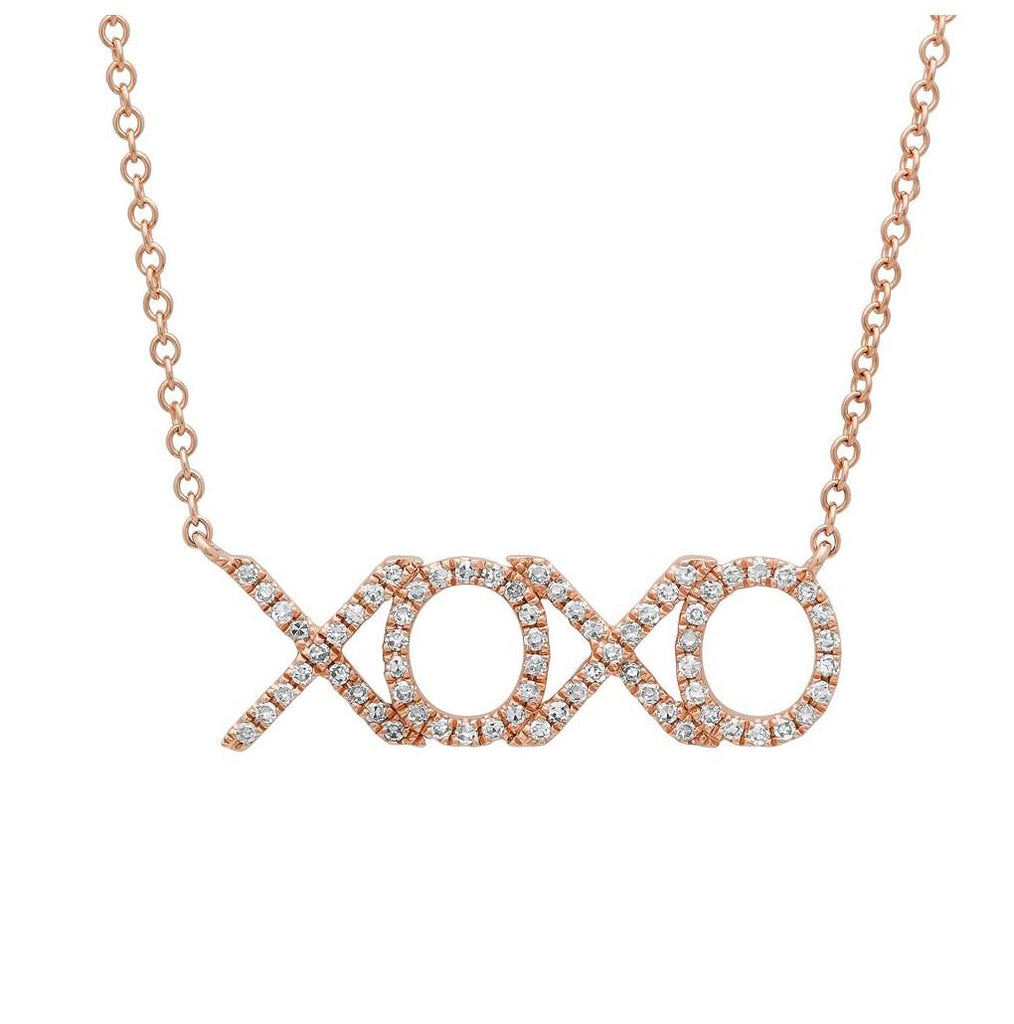 0.19 Ctw 14k Rose Gold Diamond "xoxo" Necklace