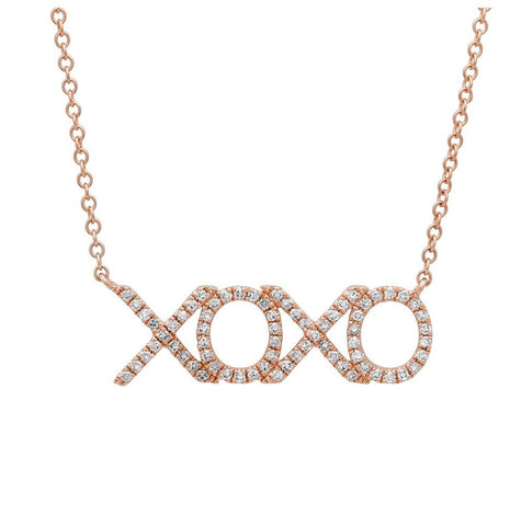 0.19 Ctw 14k Rose Gold Diamond "xoxo" Necklace