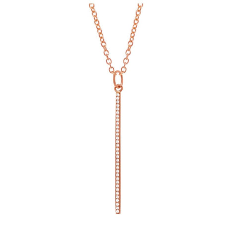 0.11 Ctw 14k Rose Gold Diamond Bar Pendant Necklace With 18 Inch Chain