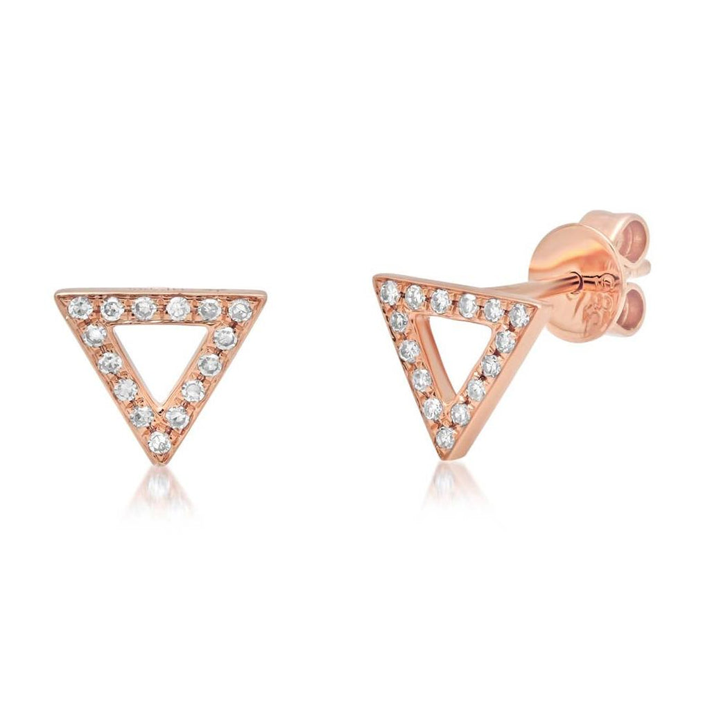 0.10 Ctw 14k Rose Gold Diamond Triangle Earring