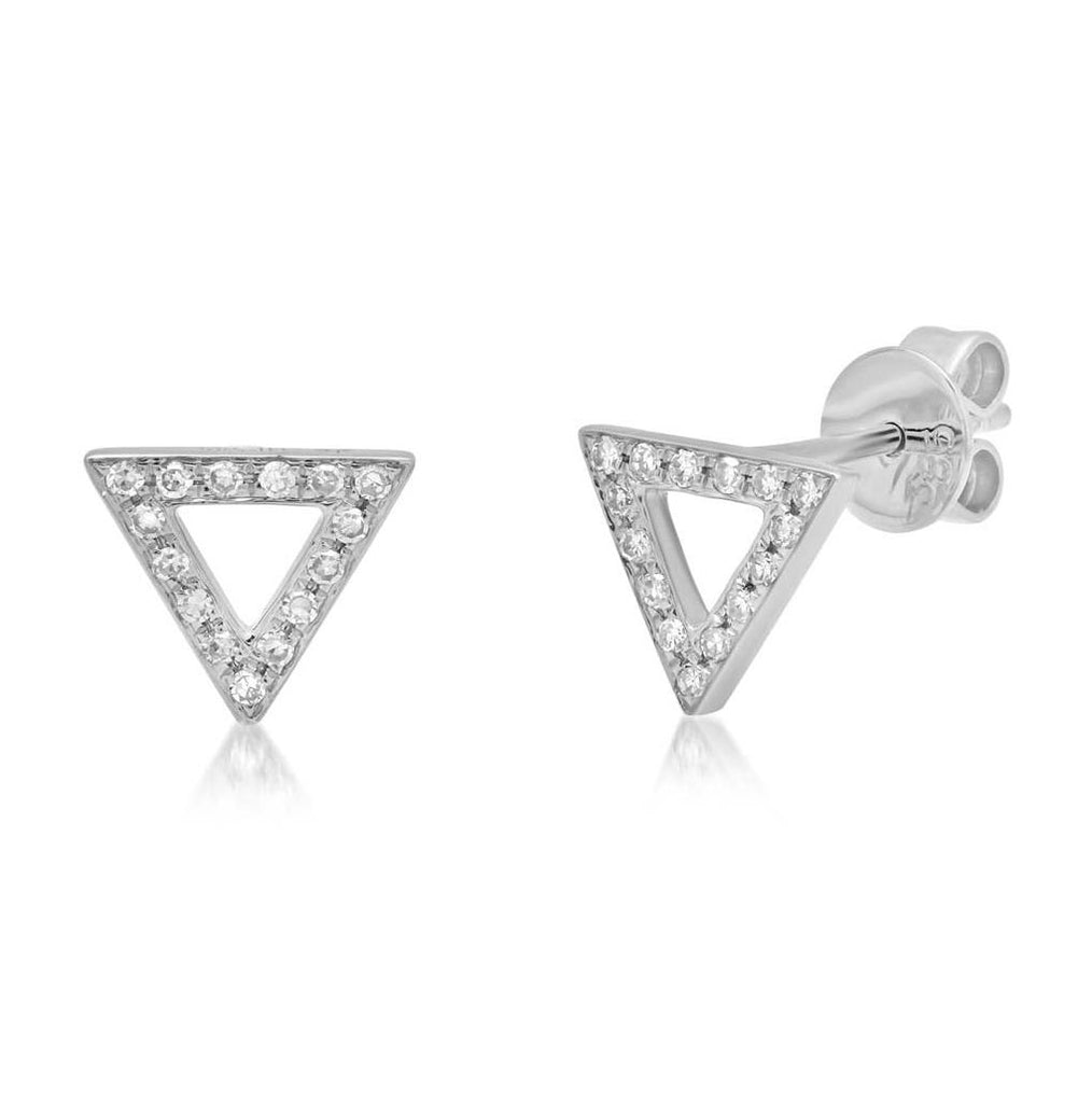 0.10 Ctw 14k White Gold Diamond Triangle Earring