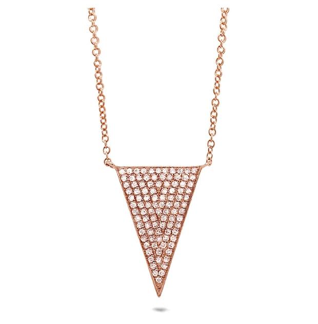 0.27 Ctw 14k Rose Gold Diamond Pave Triangle Necklace