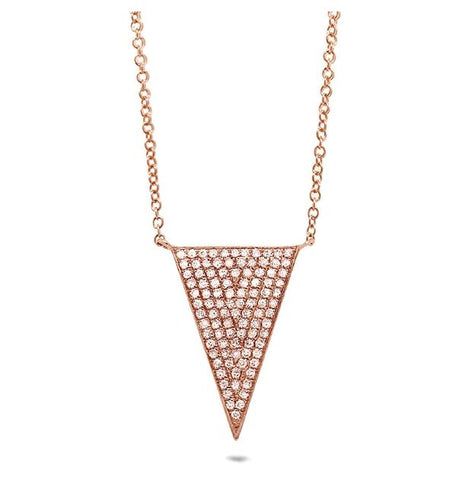 0.27 Ctw 14k Rose Gold Diamond Pave Triangle Necklace