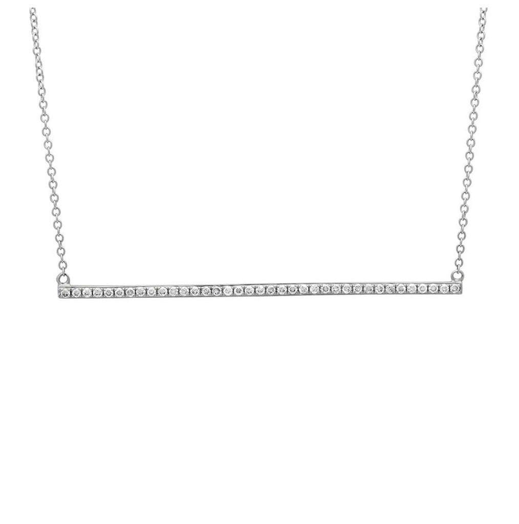 0.27 Ctw 14k White Gold Diamond Bar Necklace