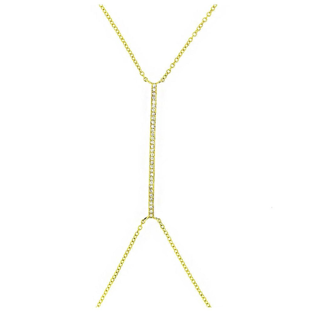 0.10 Ctw 14k Yellow Gold Diamond Bar Body Chain Necklace