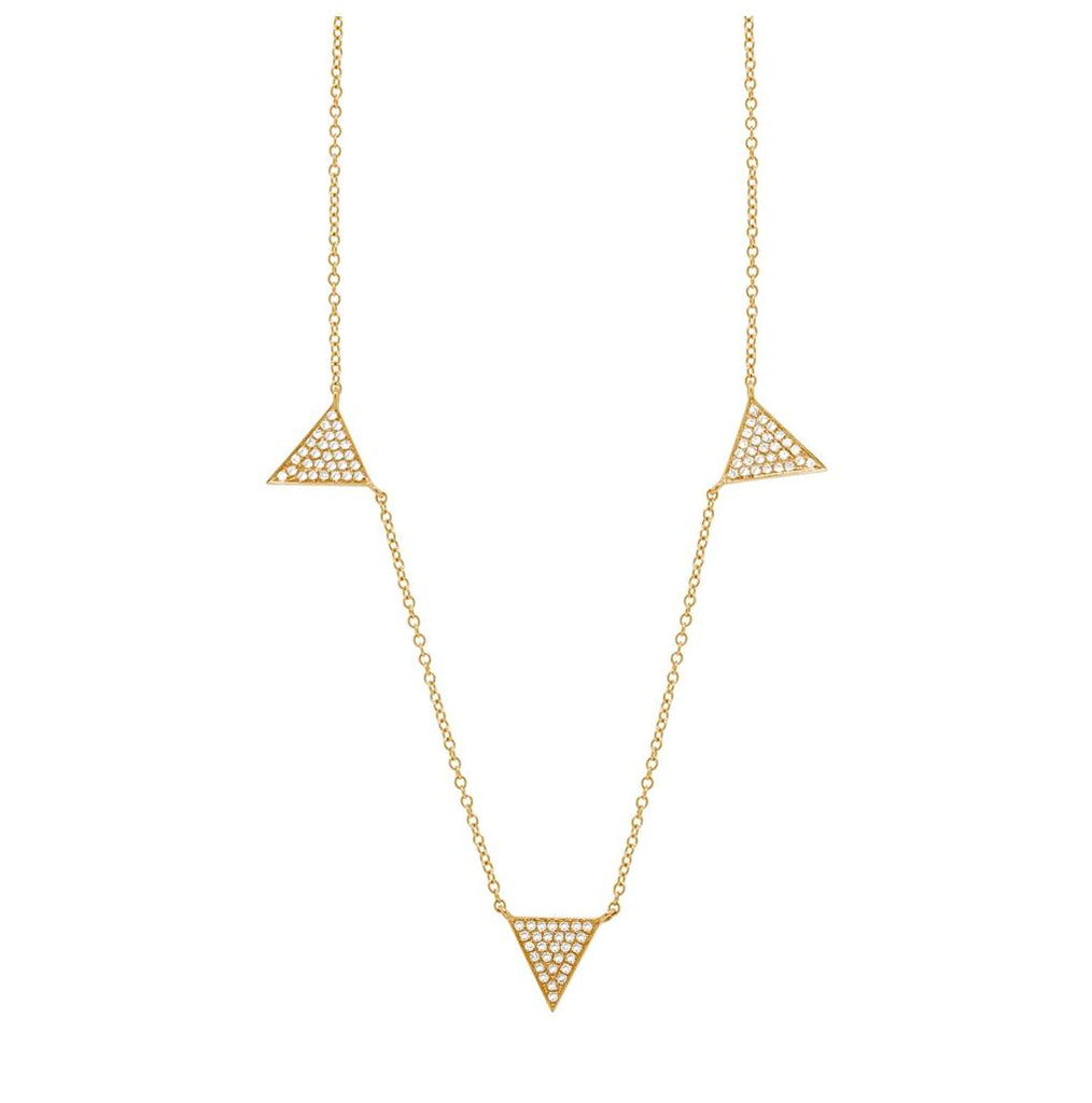 0.23 Ctw 14k Yellow Gold Diamond Pave Triangle Necklace