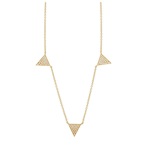 0.23 Ctw 14k Yellow Gold Diamond Pave Triangle Necklace