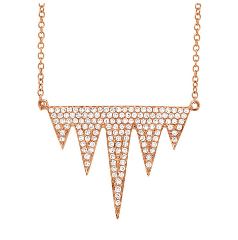 0.44 Ctw 14k Rose Gold Diamond Pave Necklace