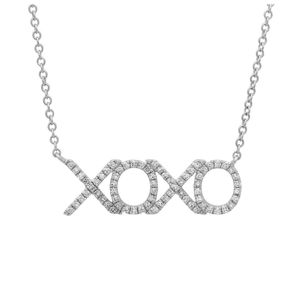 0.19 Ctw 14k White Gold Diamond "xoxo" Necklace