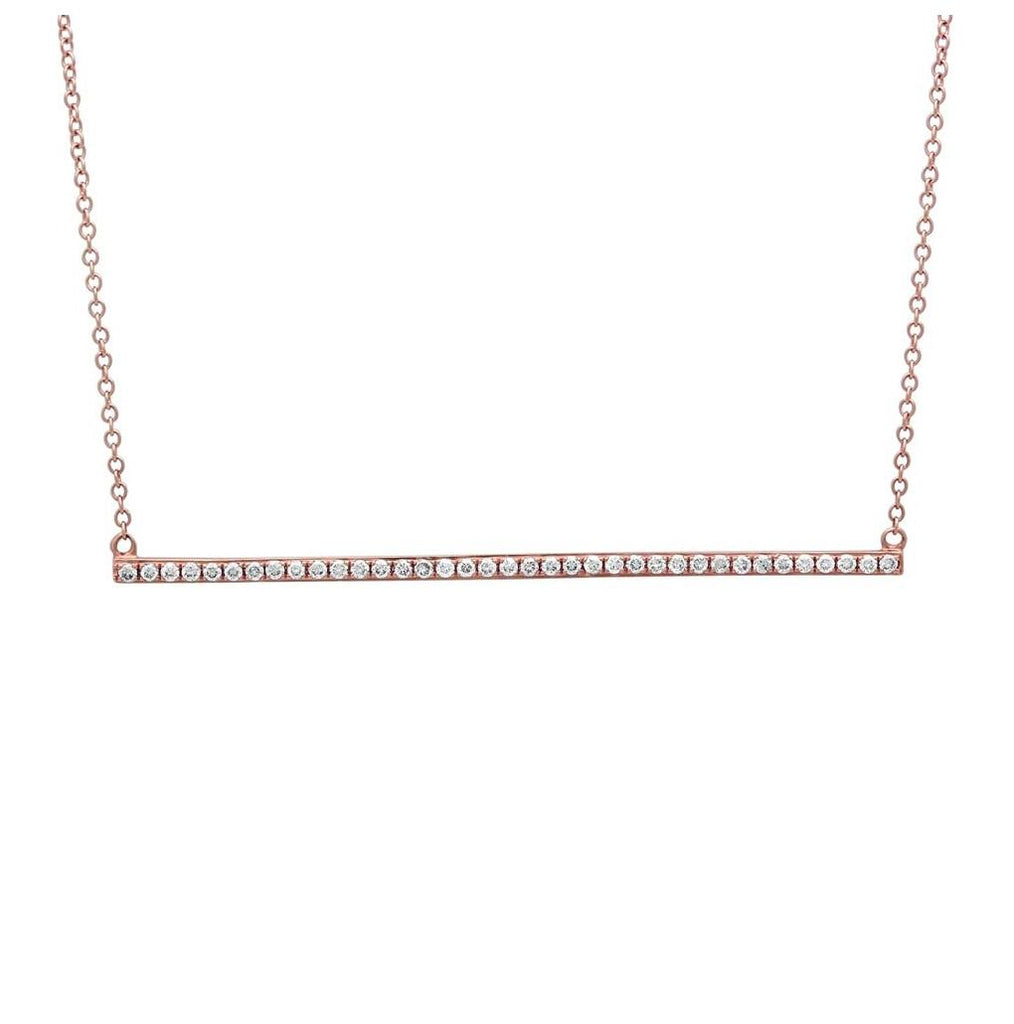 0.27 Ctw 14k Rose Gold Diamond Bar Necklace