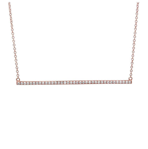 0.27 Ctw 14k Rose Gold Diamond Bar Necklace