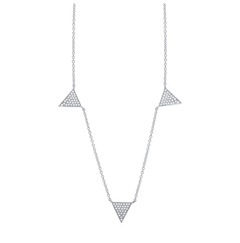 0.23 Ctw 14k White Gold Diamond Pave Triangle Necklace