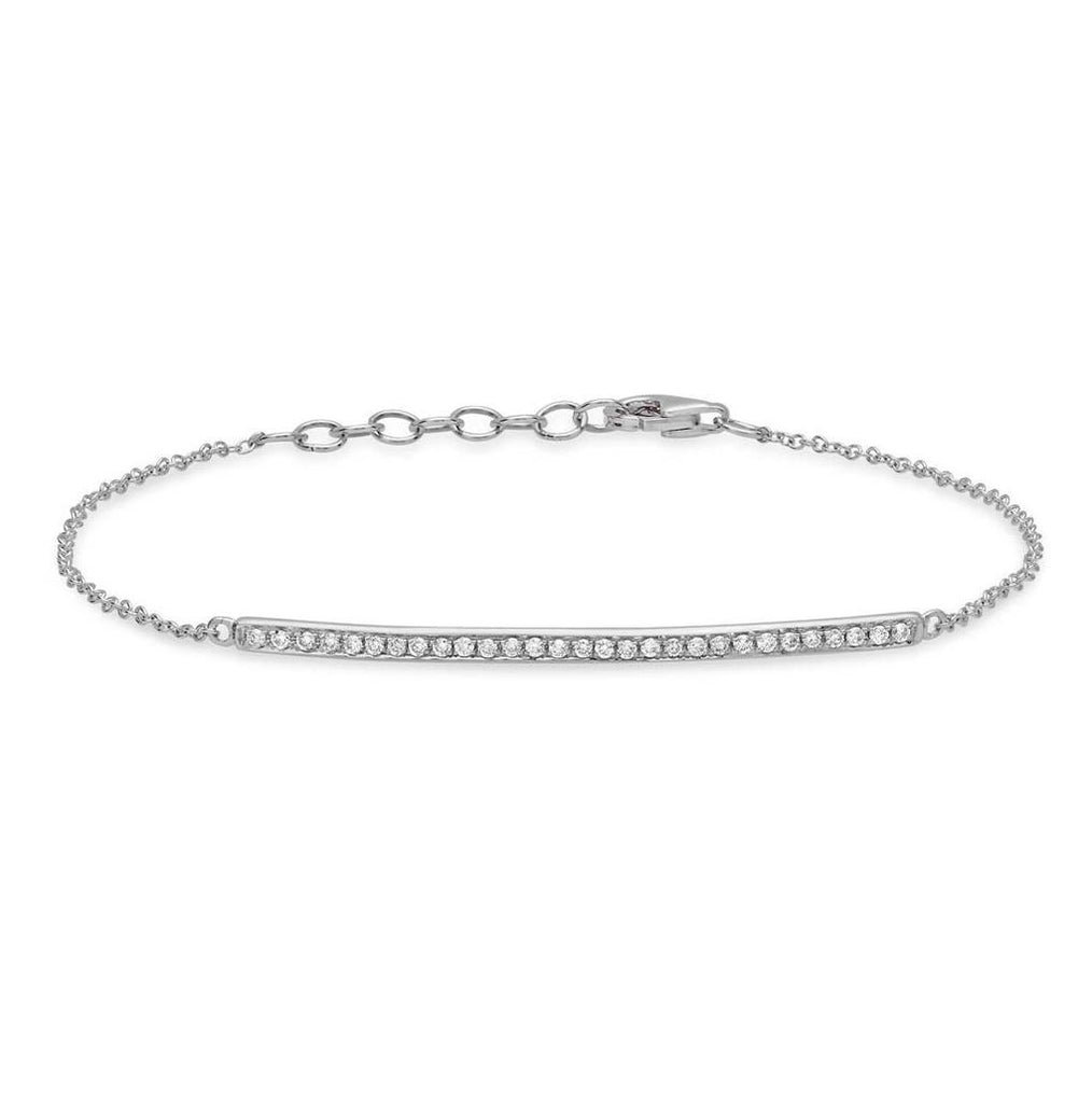 0.17 Ctw 14k White Gold Diamond Bar Bracelet