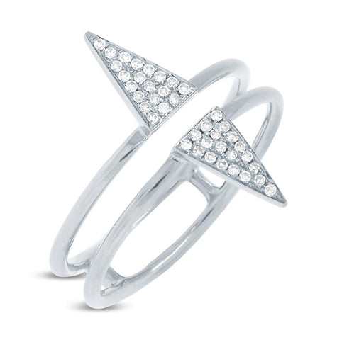 0.11 Ctw 14k White Gold Diamond Pave Triangle Ring