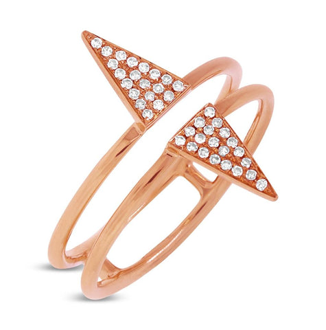 0.11 Ctw 14k Rose Gold Diamond Pave Triangle Ring