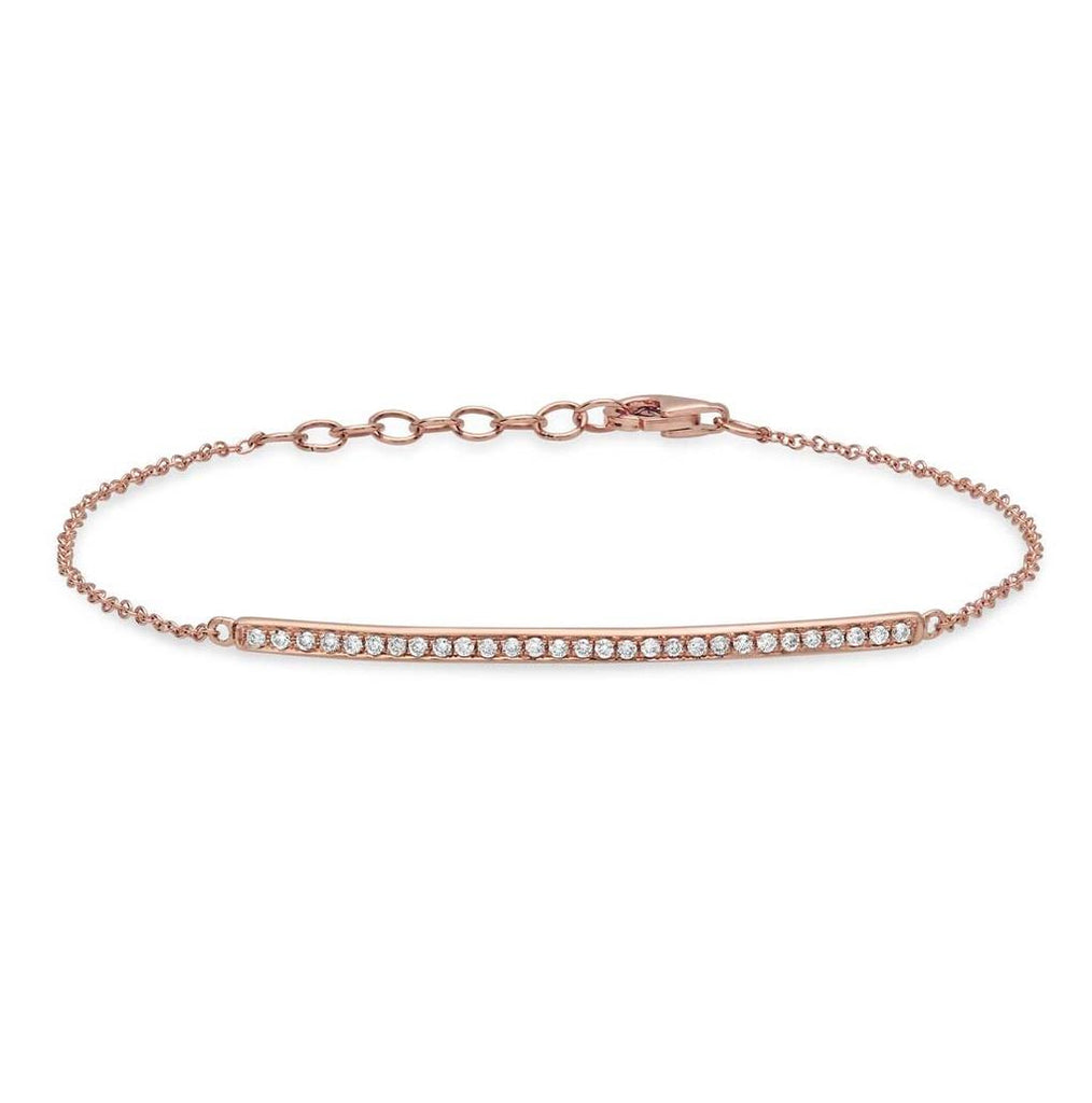 0.17 Ctw 14k Rose Gold Diamond Bar Bracelet