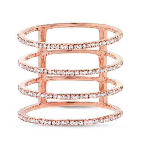 0.37 Ctw 14k Rose Gold Diamond Womens Ring Size 8.5