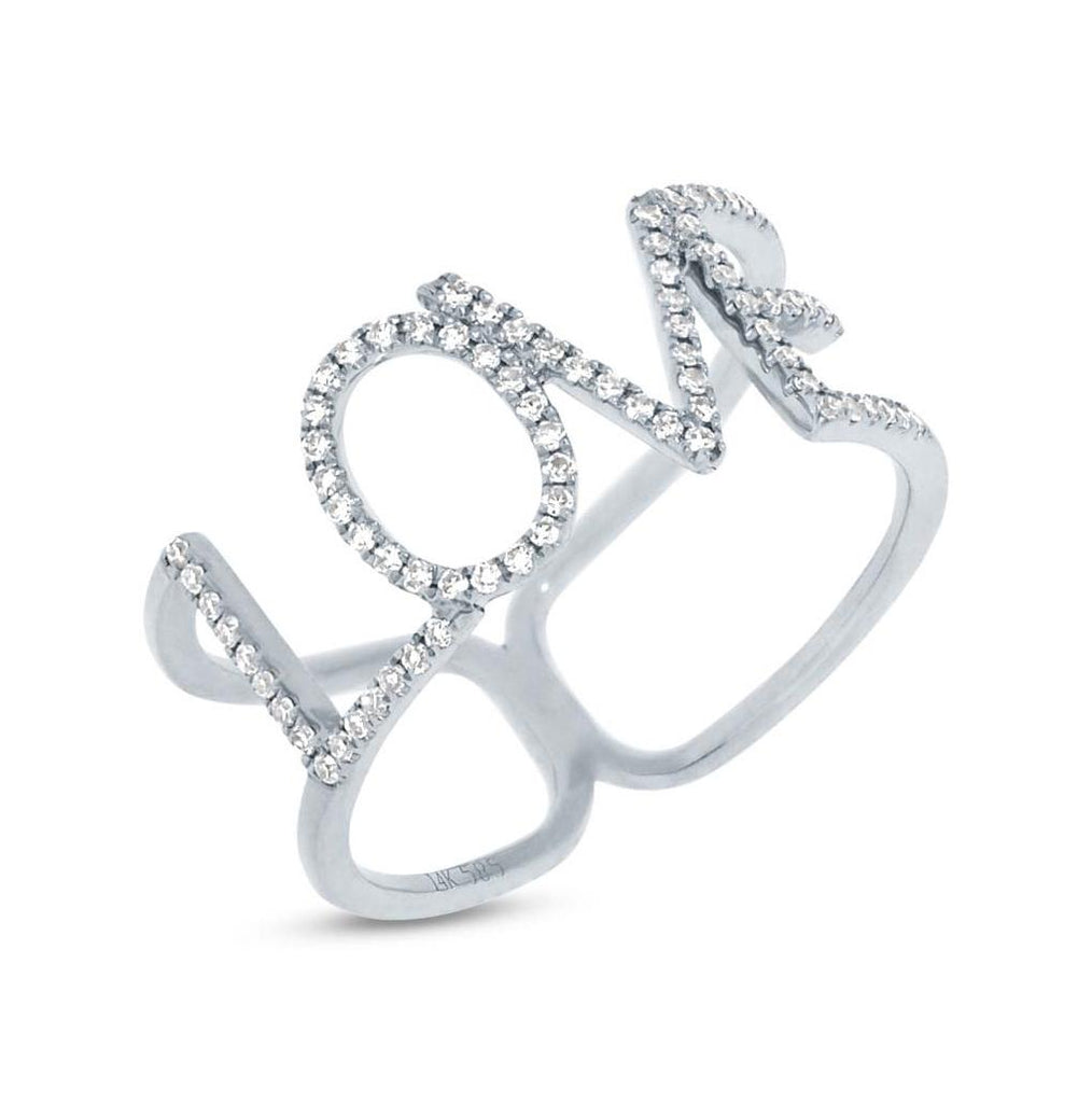 0.20 Ctw 14k White Gold Diamond "love" Ring Size 7.5