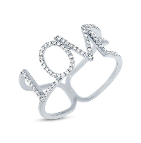 0.20 Ctw 14k White Gold Diamond "love" Ring Size 9.5