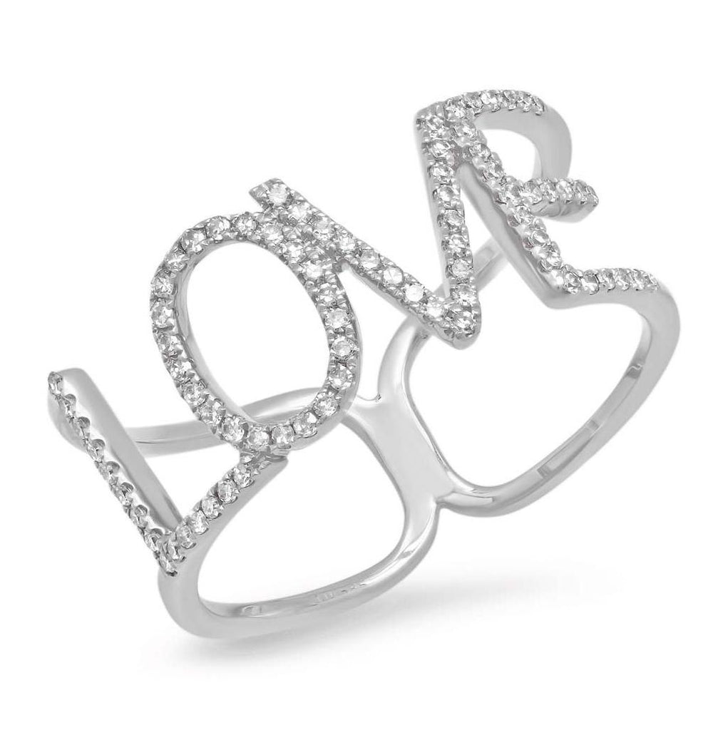 0.20 Ctw 14k White Gold Diamond "love" Ring