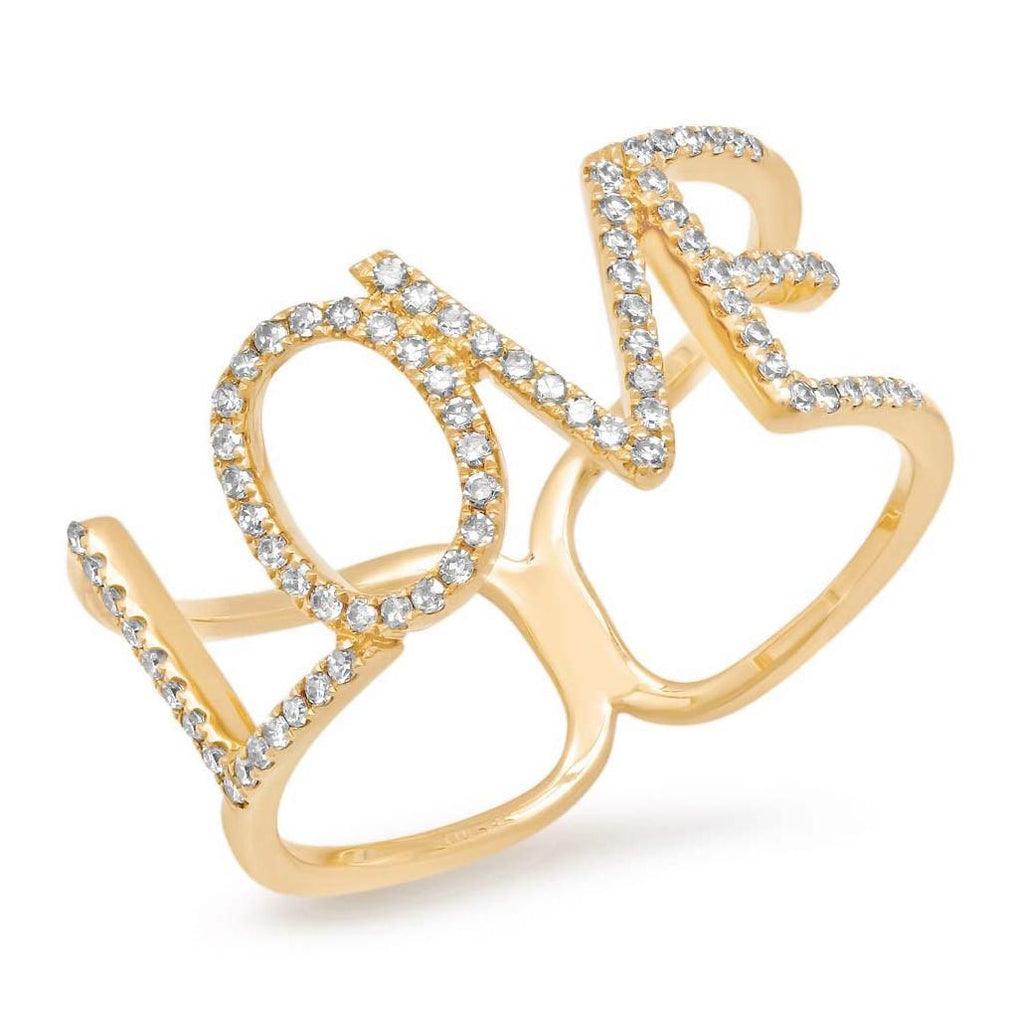 0.20 Ctw 14k Yellow Gold Diamond "love" Ring Size 5.5