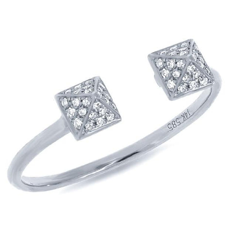 0.10 Ctw 14k White Gold Diamond Pave Pyramid Ring