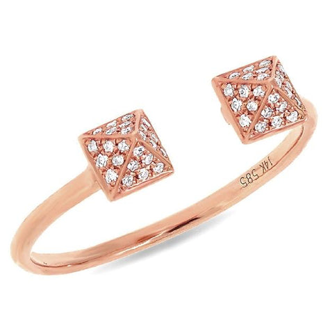 0.10 Ctw 14k Rose Gold Diamond Pave Pyramid Ring