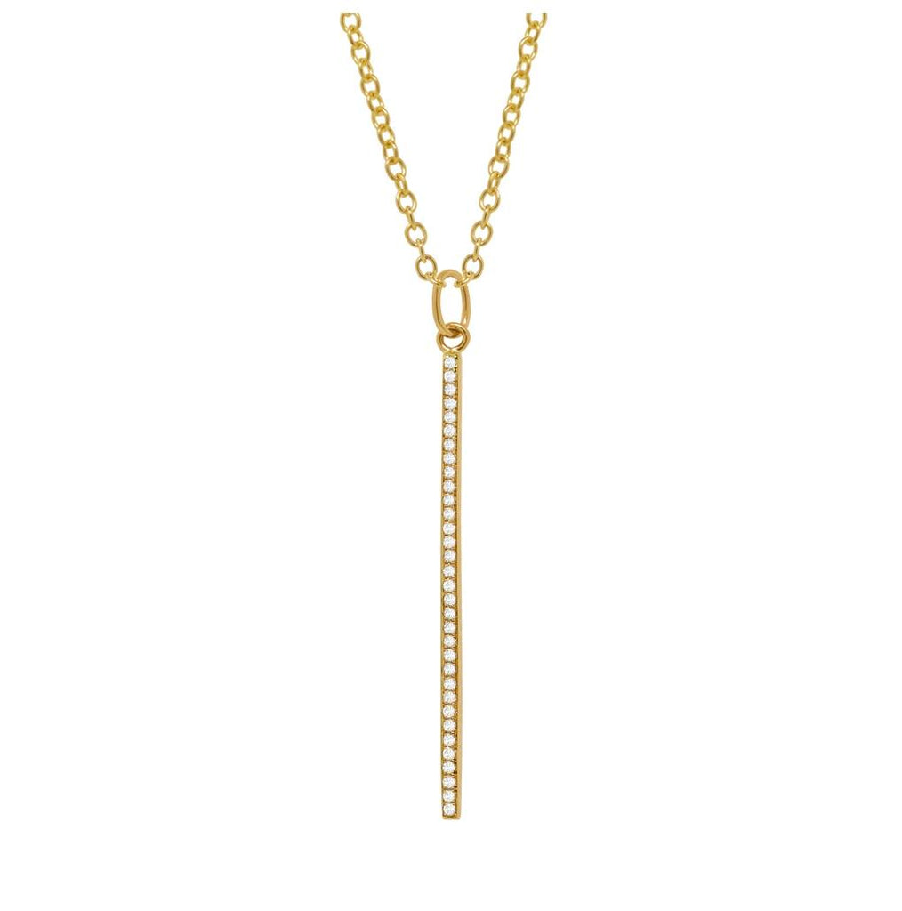 0.11 Ctw 14k Yellow Gold Diamond Bar Pendant Necklace With 18 Inch Chain