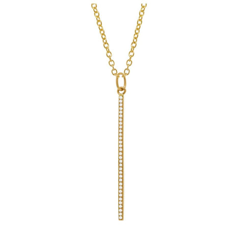 0.11 Ctw 14k Yellow Gold Diamond Bar Pendant Necklace With 18 Inch Chain