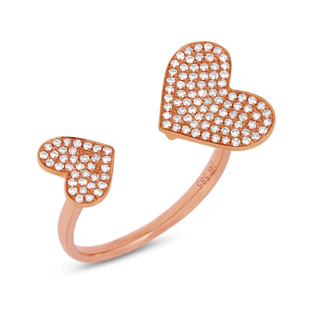 0.33 Ctw 14k Rose Gold Diamond Pave Heart Ring Size 6