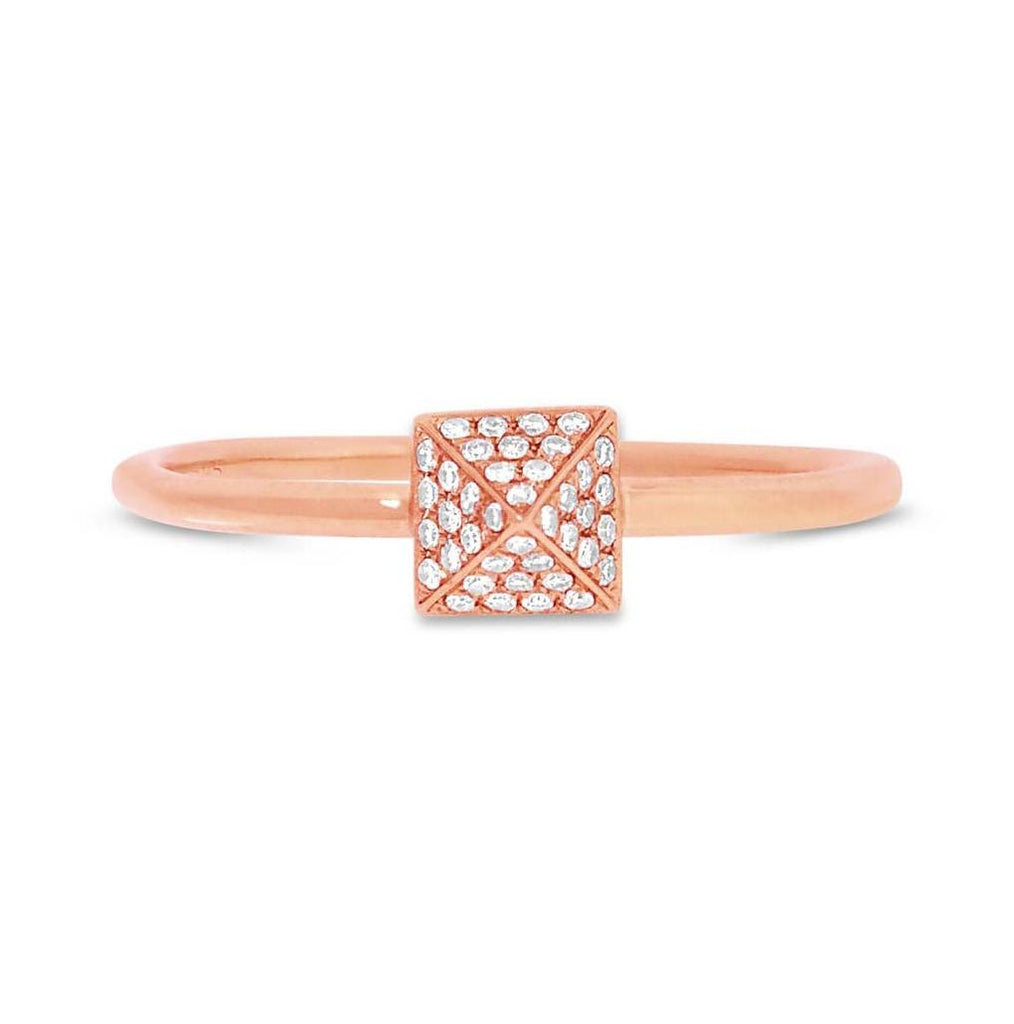 0.08 Ctw 14k Rose Gold Diamond Pave Pyramid Ring Size 5