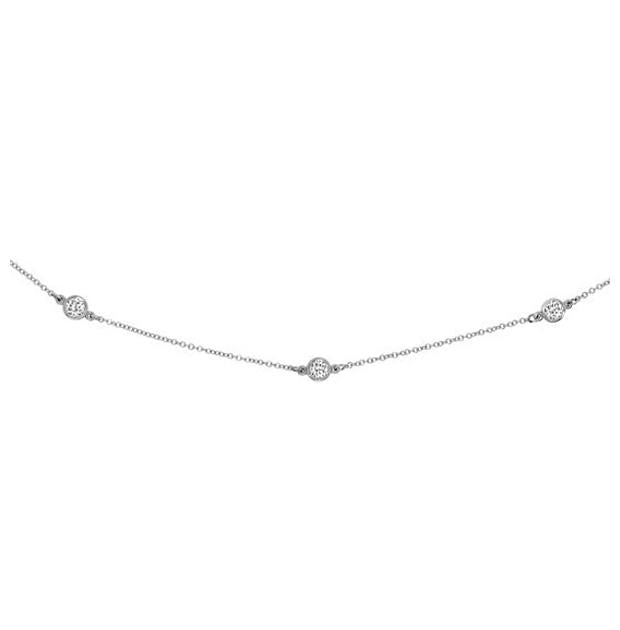 0.20 Ctw 18k White Gold 16-18" Diamonds By The Yard Chain